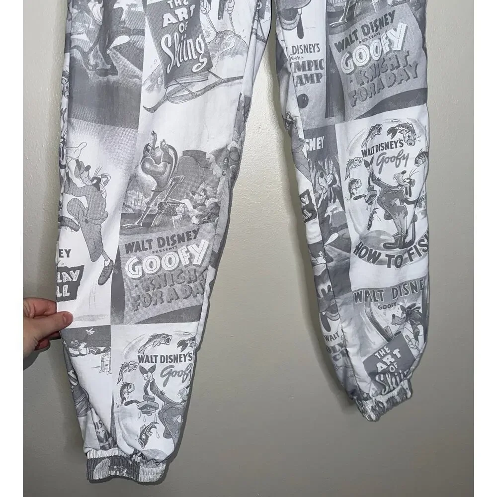 Disney Mickey Goofy 90th Anniversary Track Pants Gray White Graphic Print Small - Picture 4 of 7